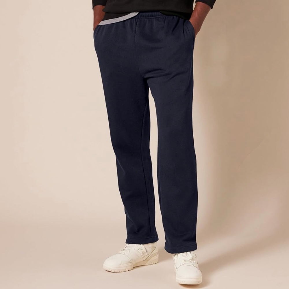 Amazon Essentials Navy Men's Fleece Open Bottom Sweatpant
